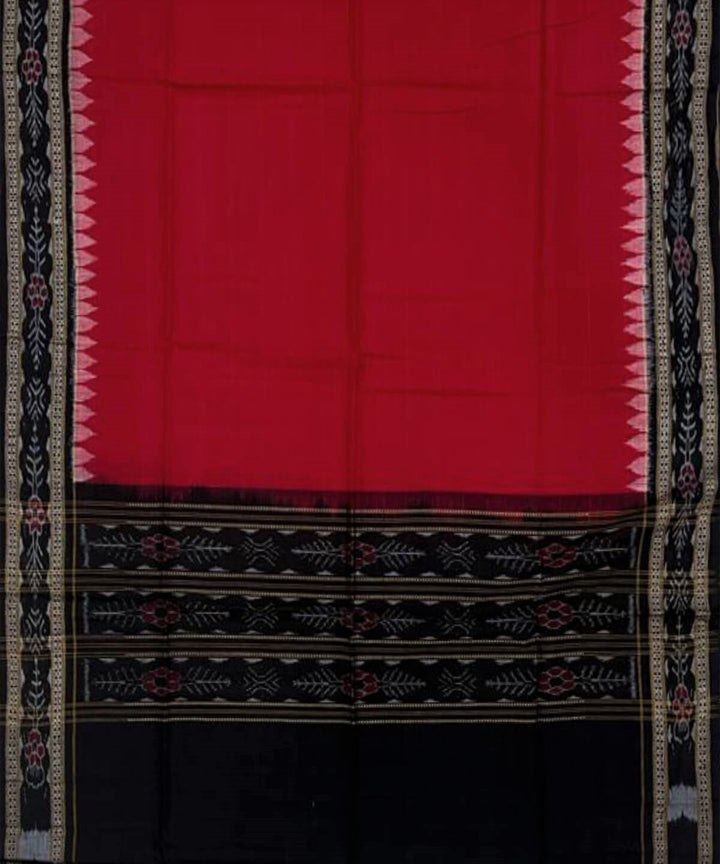 3pc Red black handwoven cotton double ikat sambalpuri dress material