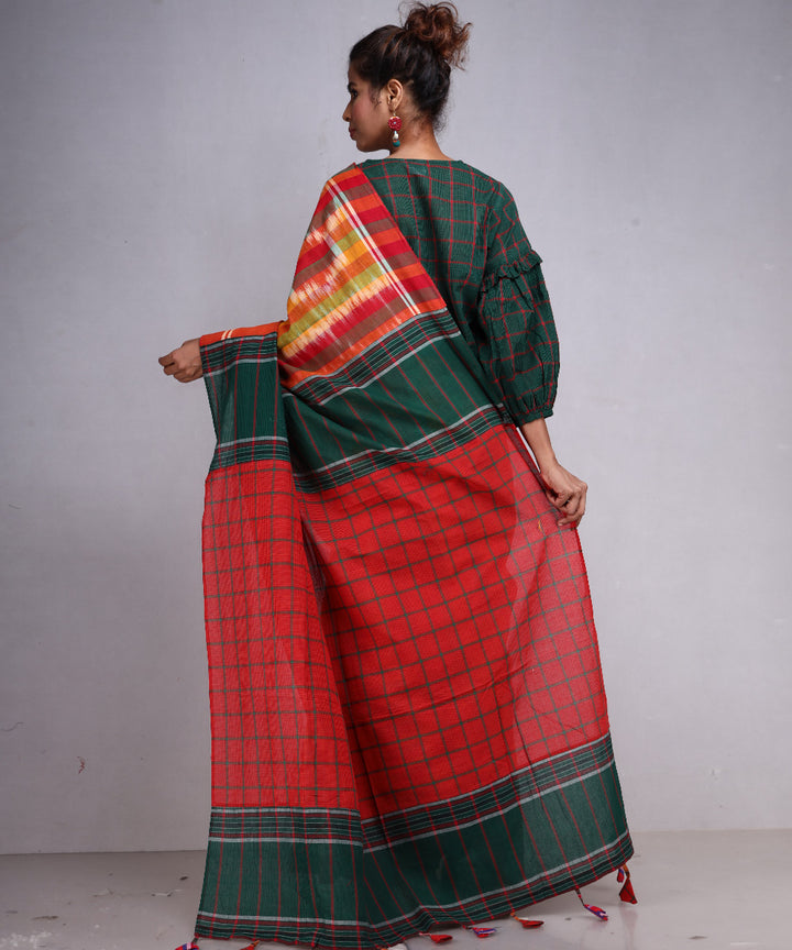 Multicolor check cotton handloom gamcha saree