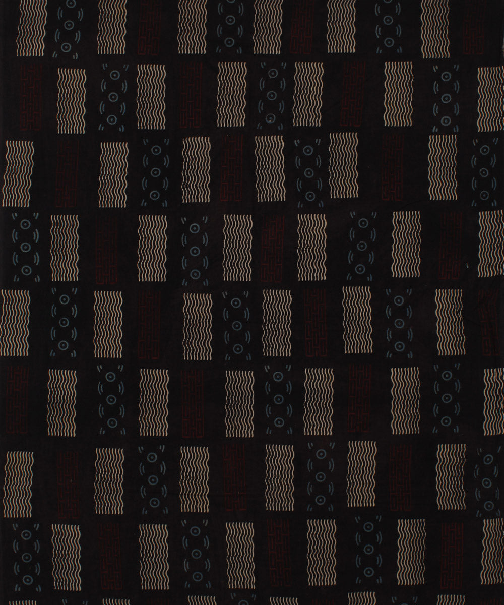 3m black maroon hand printed cotton ajrakh kurta material