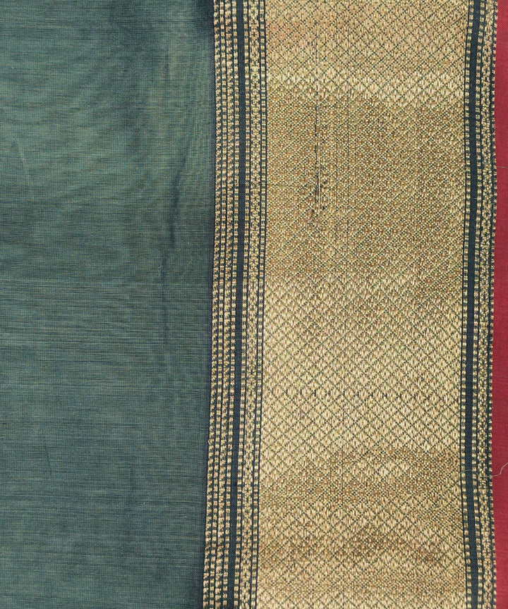 Grey black handwoven maheshwari cotton silk saree