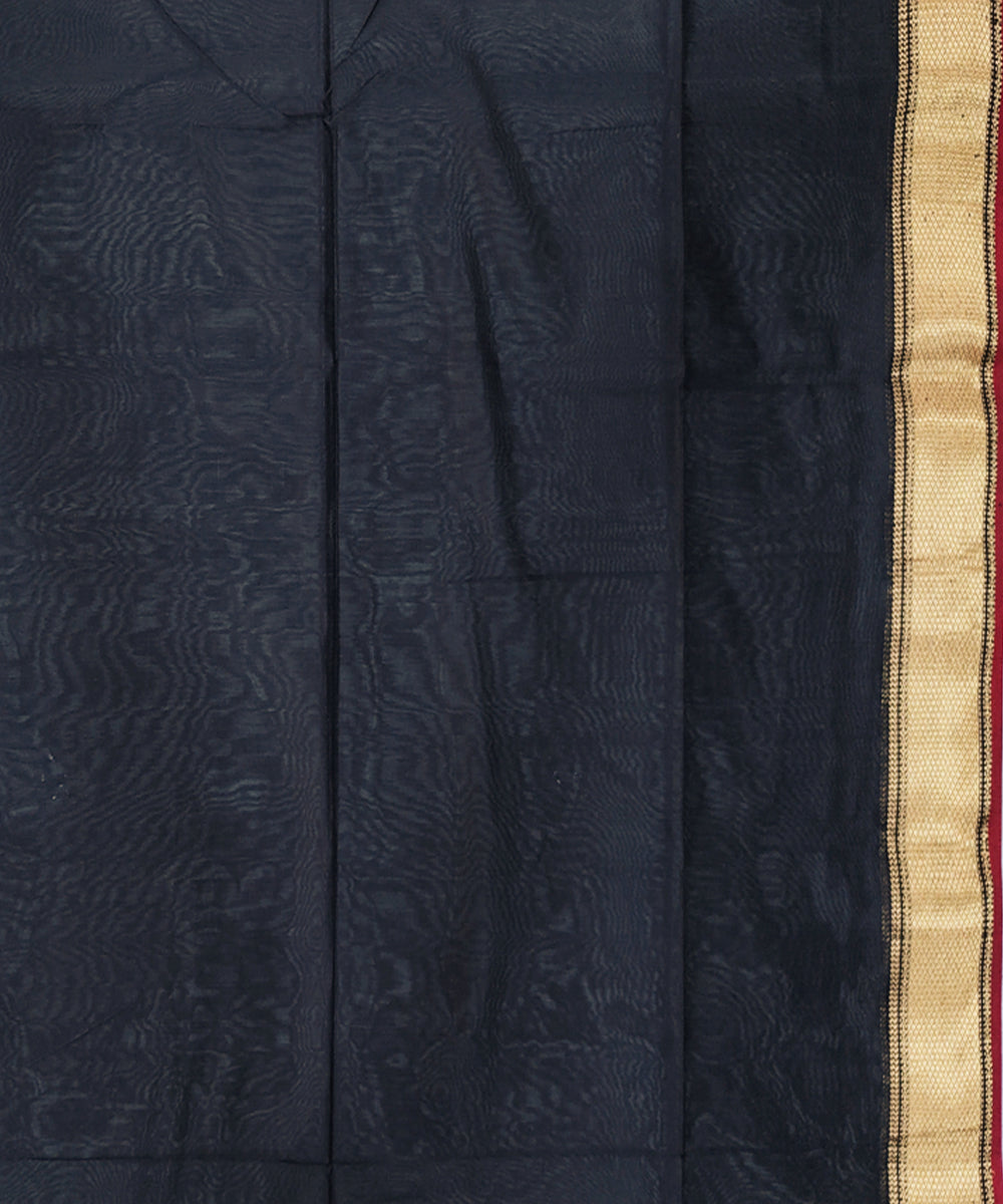 Grey black handwoven maheshwari cotton silk saree