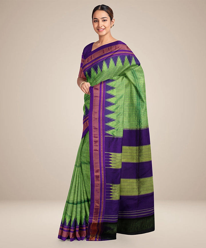 Green blue handwoven ilkal silk saree