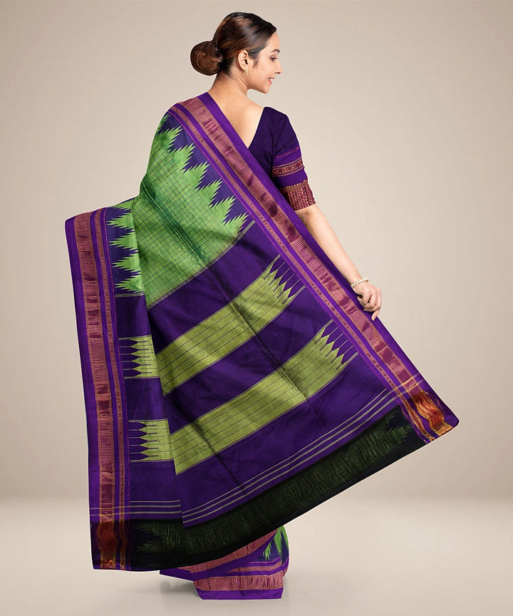 Green blue handwoven ilkal silk saree