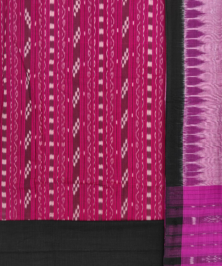 Pink black handwoven cotton sambalpuri ikat dress material