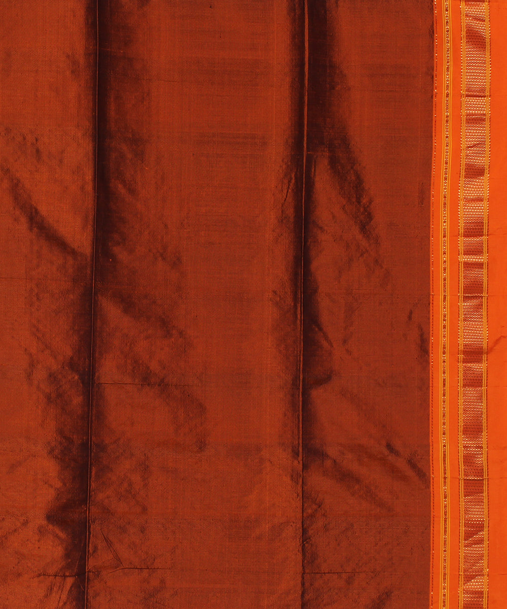 White orange handwoven ilkal silk saree
