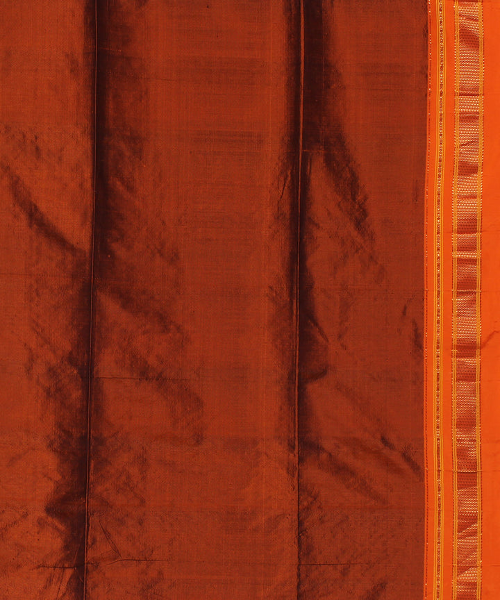 White orange handwoven ilkal silk saree