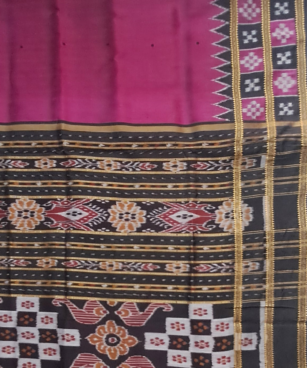 Purple black handloom khandua silk saree