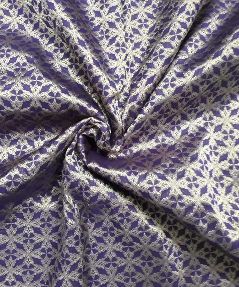 Lavender handloom banarasi cotton silk fabric