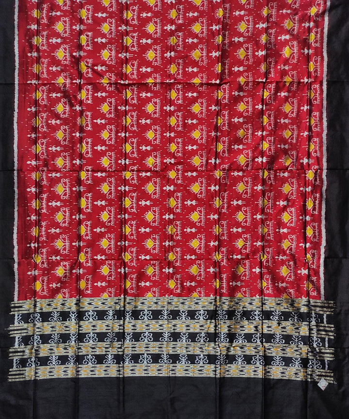 Maroon black handloom silk sambalpuri dupatta