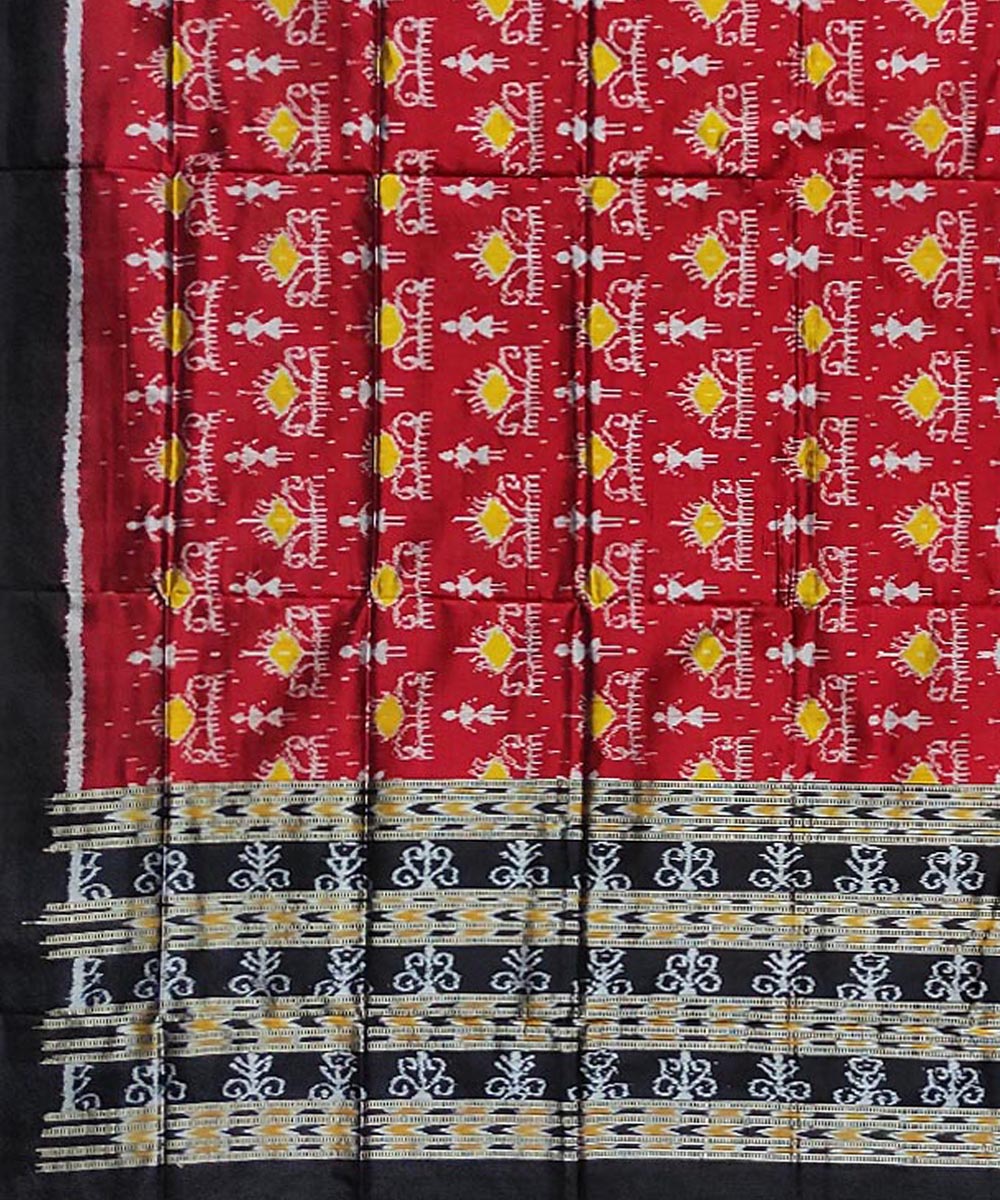 Maroon black handloom silk sambalpuri dupatta