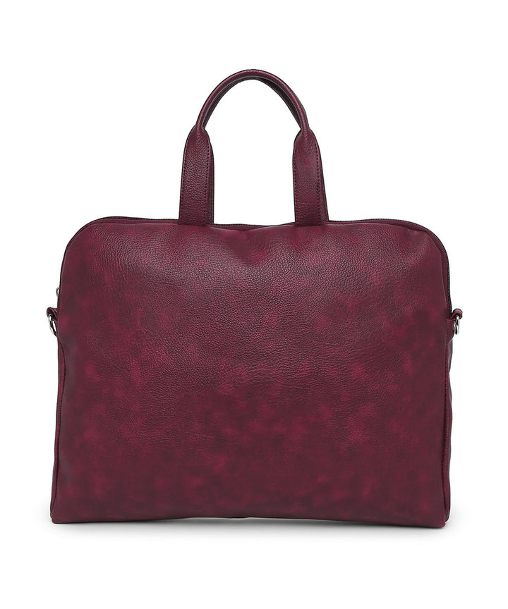 Maroon leather hand painted warli laptop bag