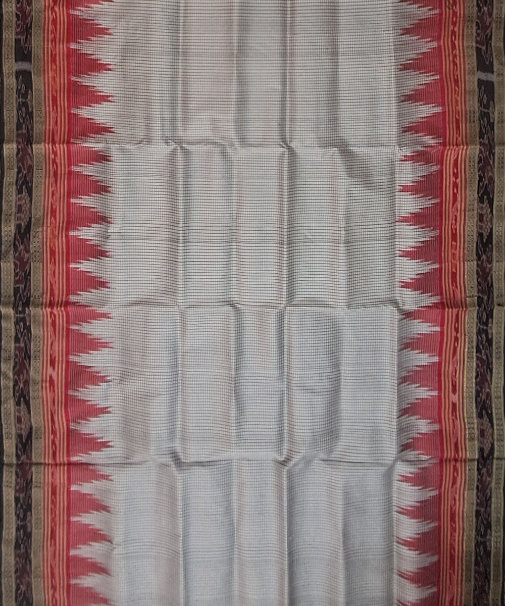 White black handloom khandua silk saree