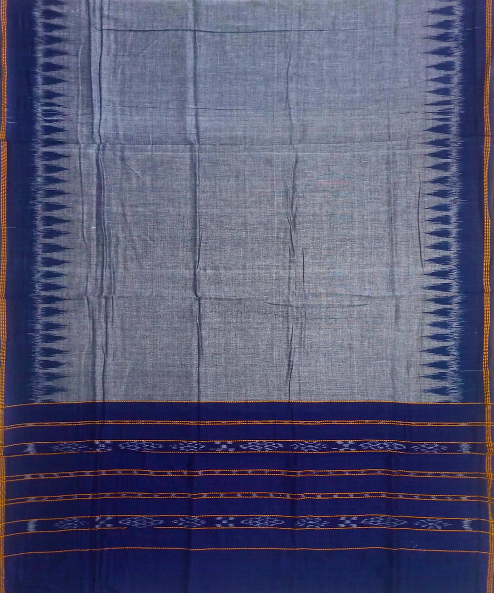 3pc Navy blue grey handwoven cotton sambalpuri ikat dress material