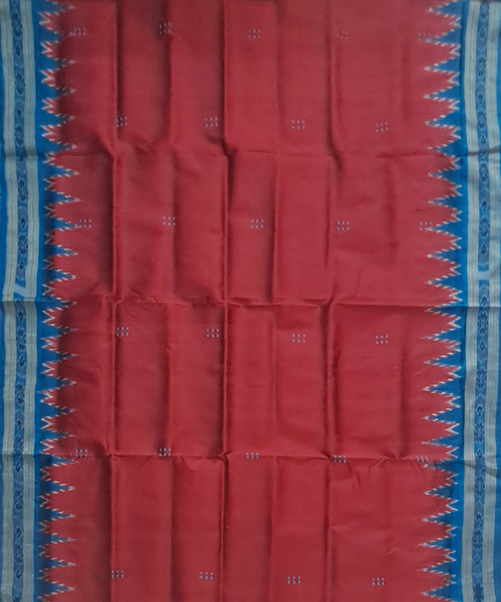 Red blue silk handloom khandua saree