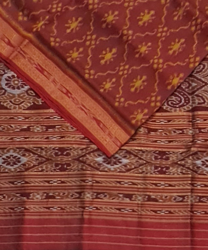 Rust maroon silk handloom khandua saree