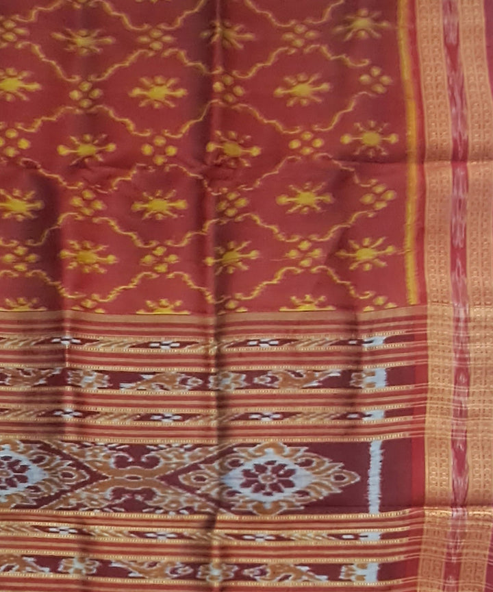 Rust maroon silk handloom khandua saree