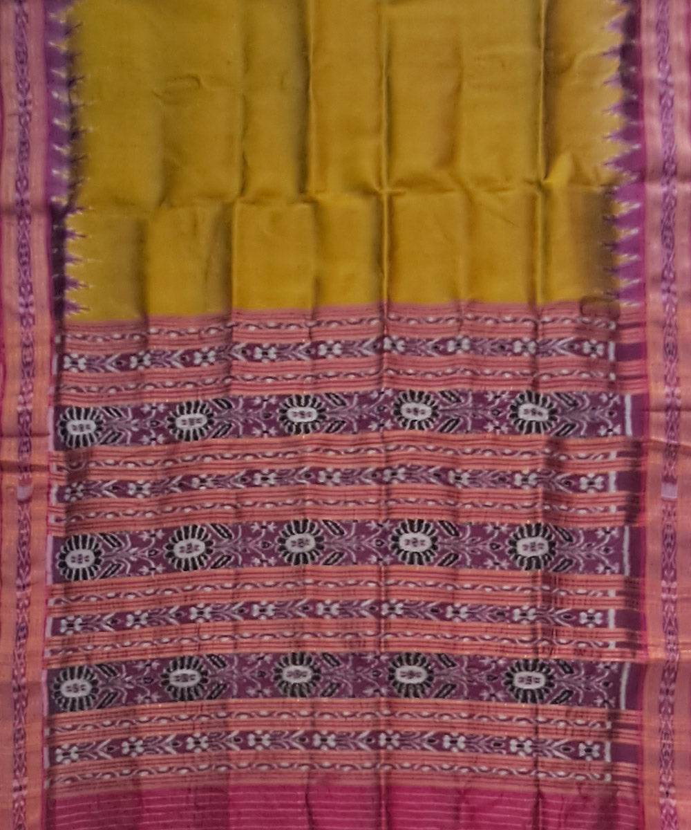 Mehendi green magenta handloom khandua silk saree