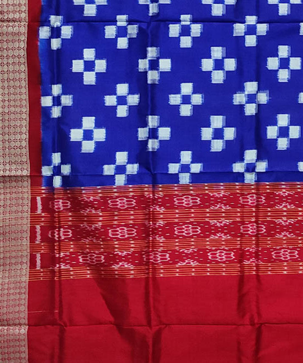 Navy blue maroon handloom silk double ikat sambalpuri dupatta