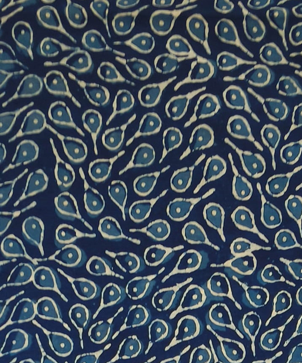 2.5m Blue hand block cotton sanganeri print kurta material