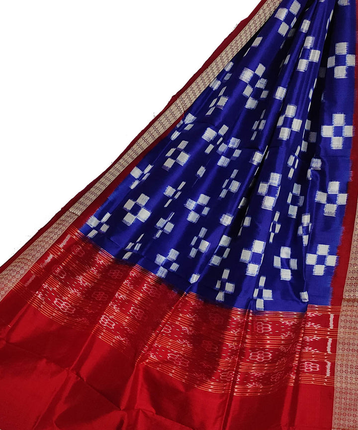 Navy blue maroon handloom silk double ikat sambalpuri dupatta