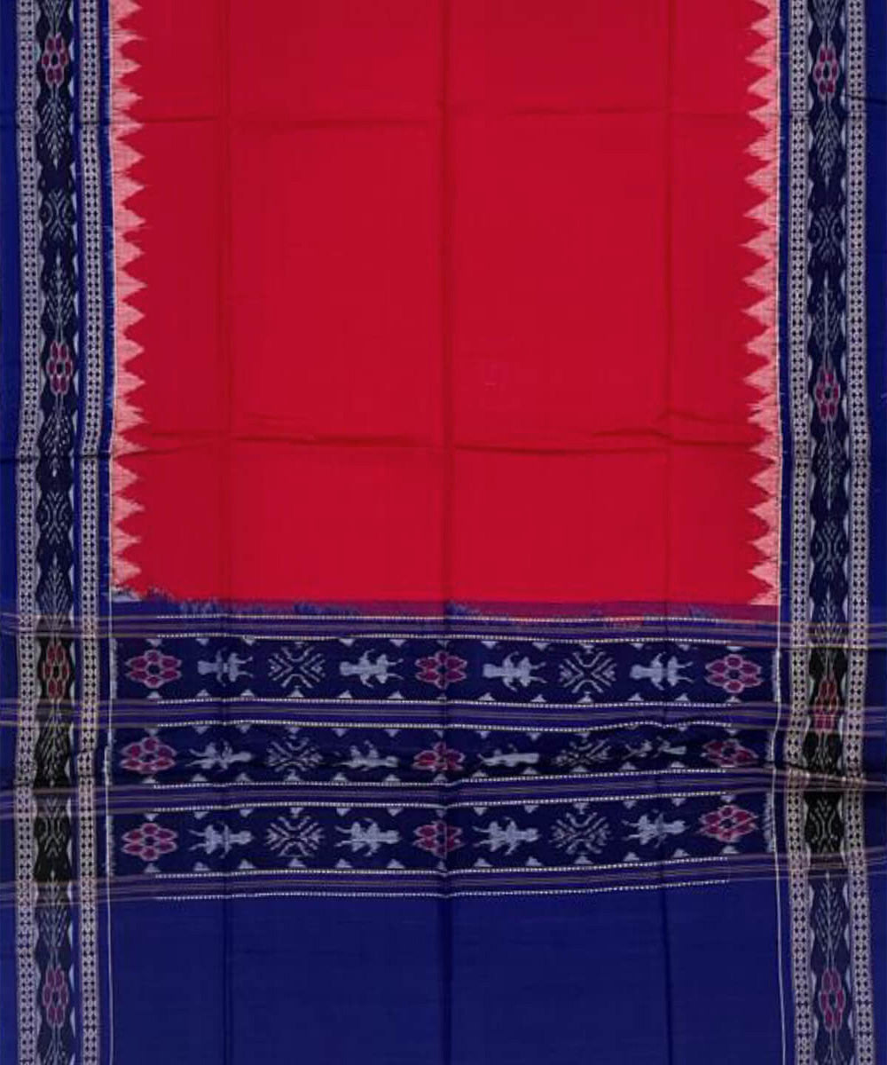 3pc Blue red handwoven cotton double ikat sambalpuri dress material