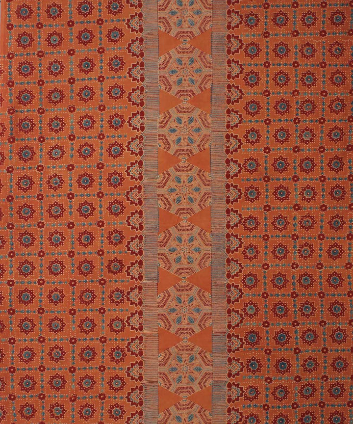 3m brown maroon hand printed cotton ajrakh kurta material