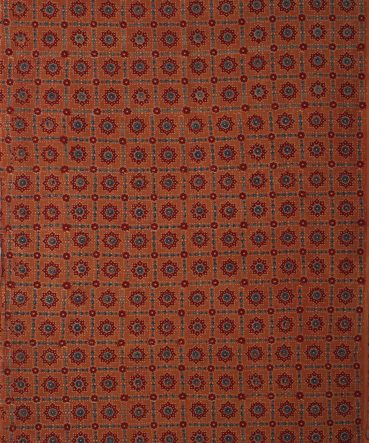 3m brown maroon hand printed cotton ajrakh kurta material