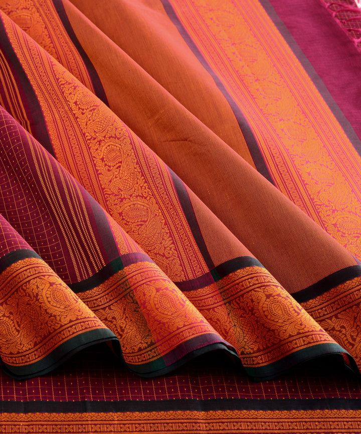 Maroon lakshadeepam butta cotton handloom kanchi saree