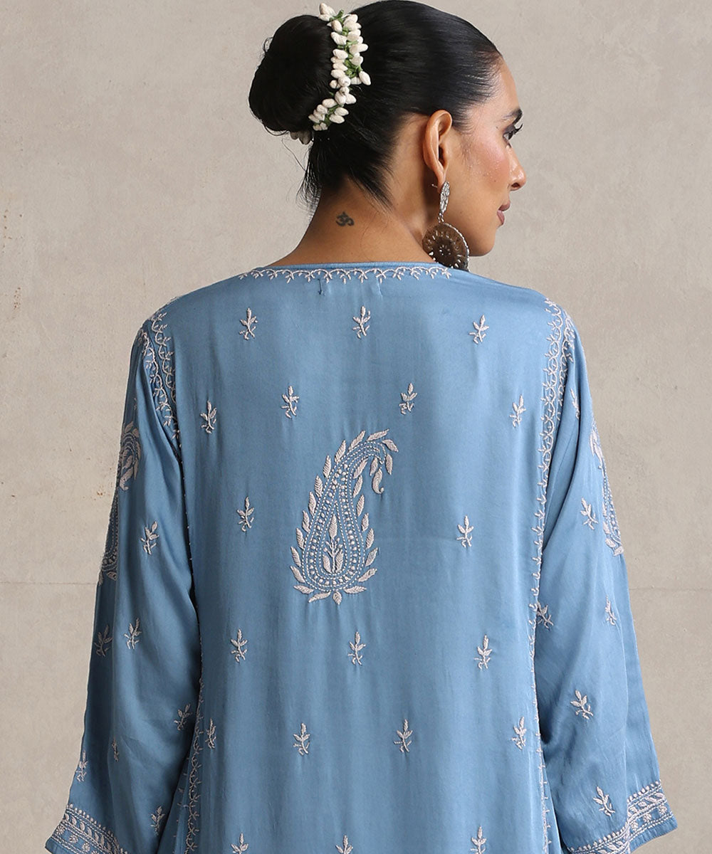 Sky blue  Hand Embroidered   Chikankari  Cotton Kurti