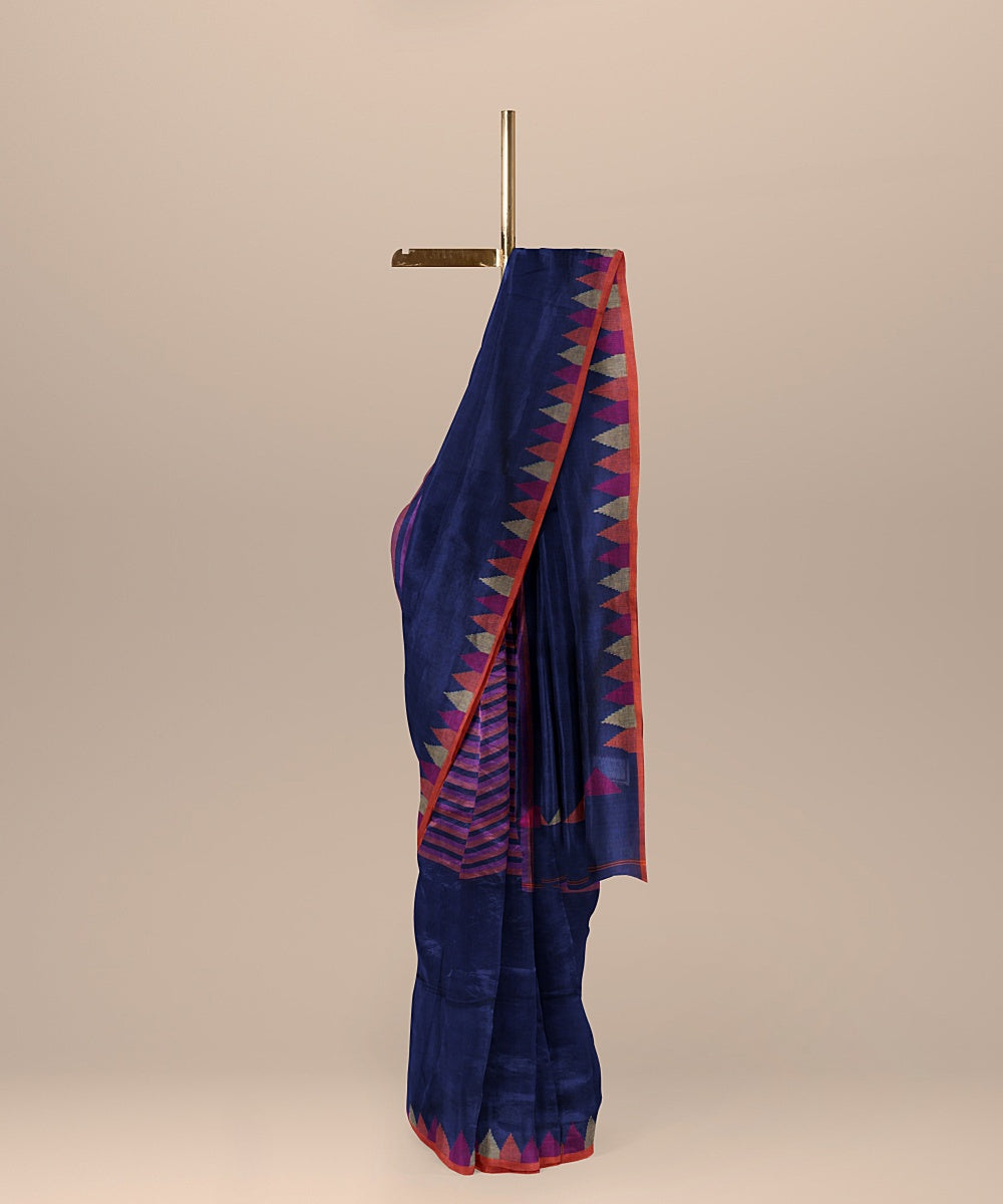 Royal blue handloom cotton bengal saree