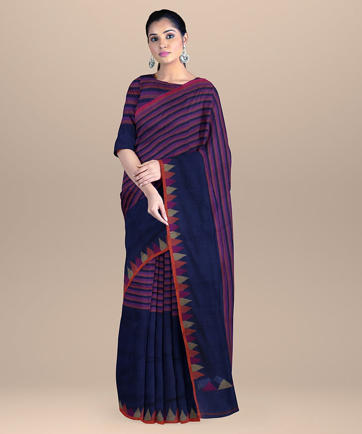 Royal blue handloom cotton bengal saree