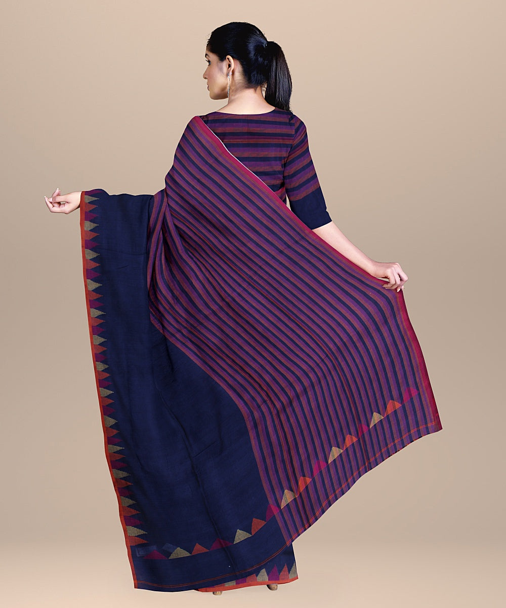 Royal blue handloom cotton bengal saree