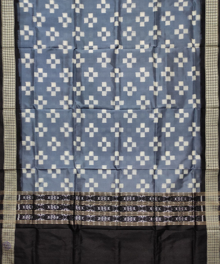 Grey black handloom silk double ikat sambalpuri dupatta