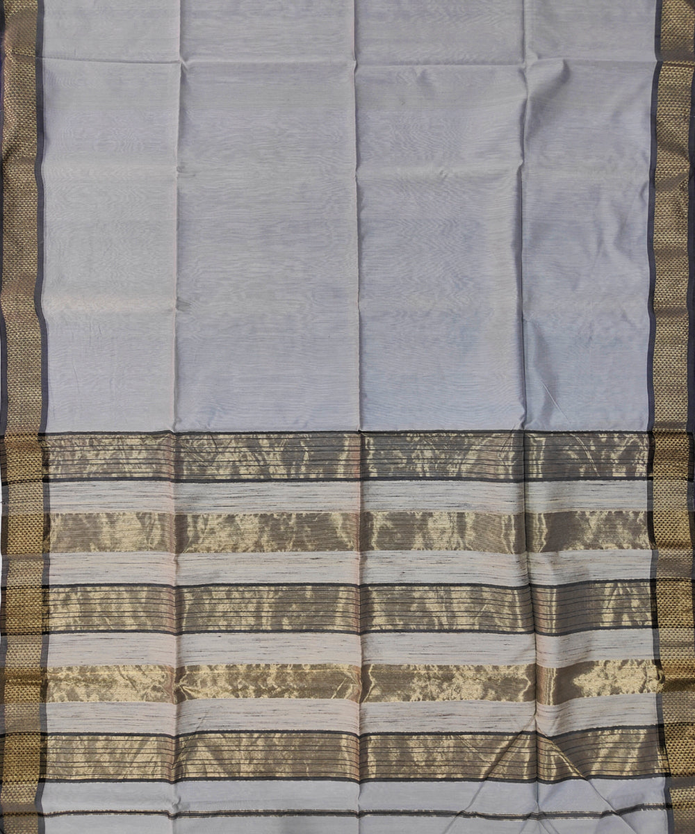 Offwhite black handwoven maheshwari cotton silk saree