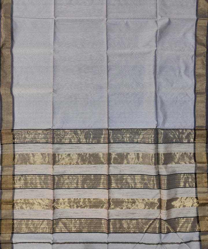 Offwhite black handwoven maheshwari cotton silk saree