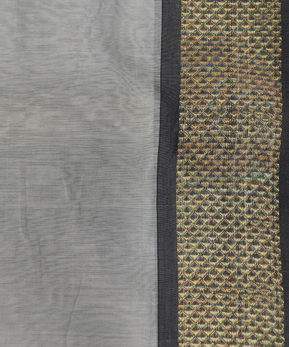 Offwhite black handwoven maheshwari cotton silk saree