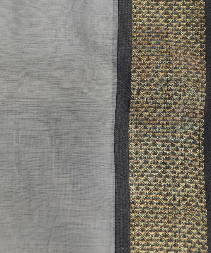 Offwhite black handwoven maheshwari cotton silk saree