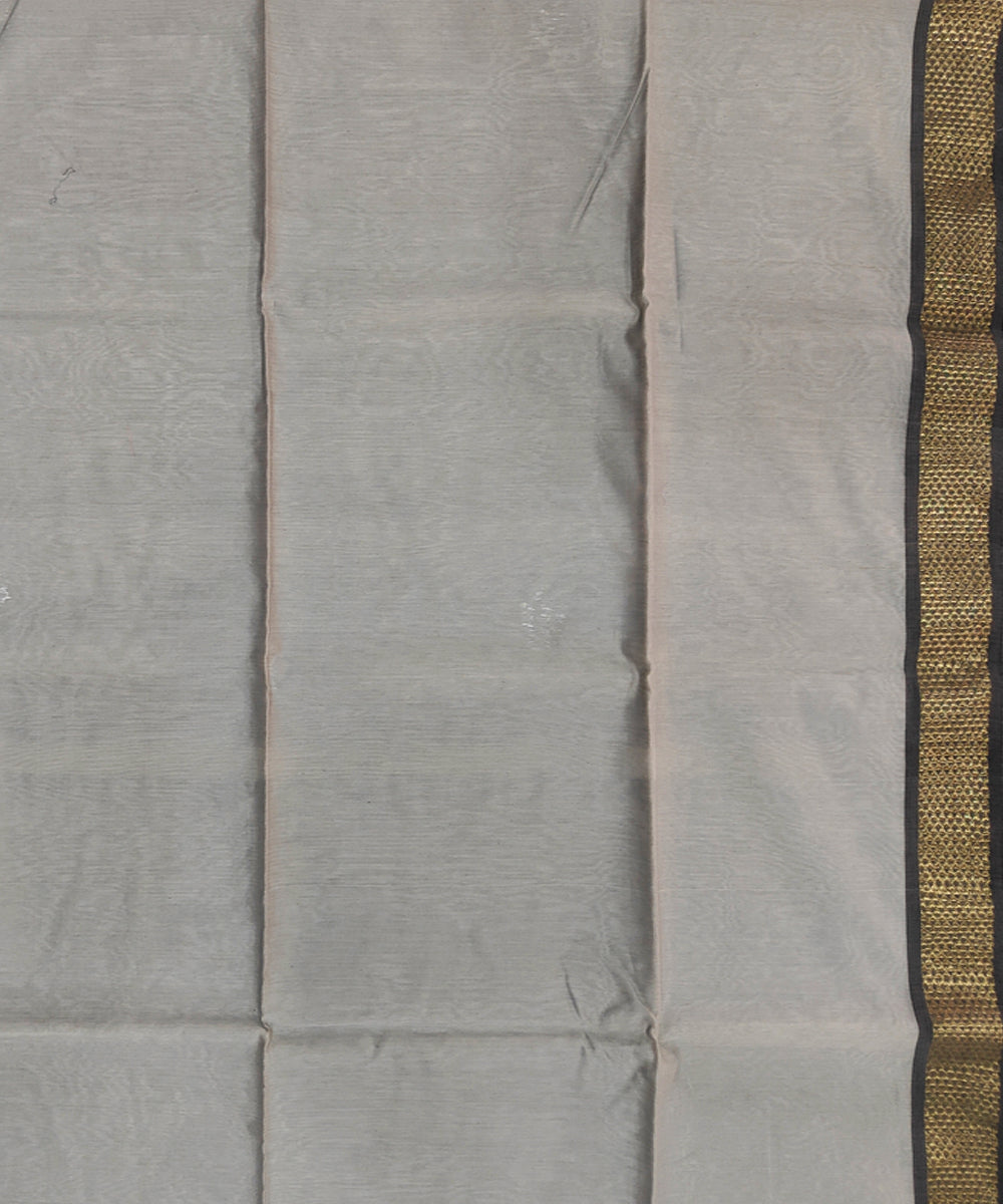 Offwhite black handwoven maheshwari cotton silk saree