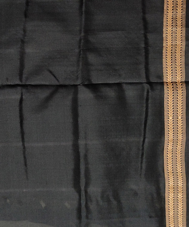 Cyan blue black silk handloom sambalpuri saree