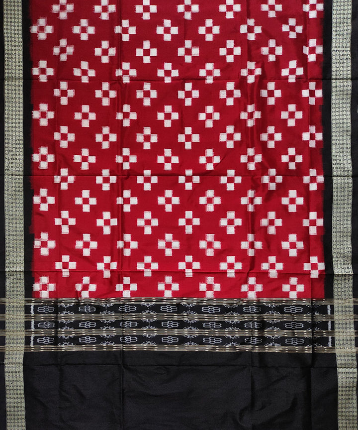 Red black handloom silk double ikat sambalpuri dupatta