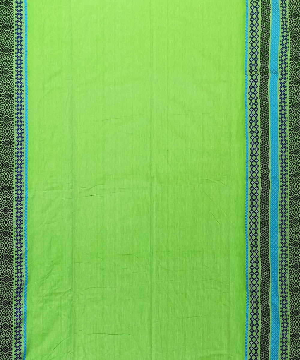 Lime green cotton handloom bengal saree