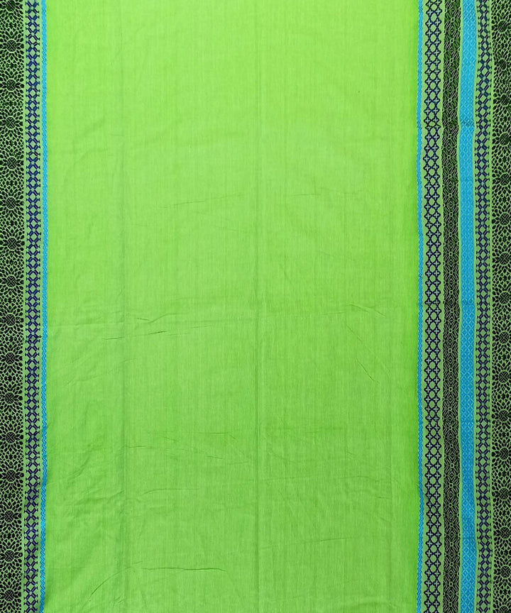 Lime green cotton handloom bengal saree