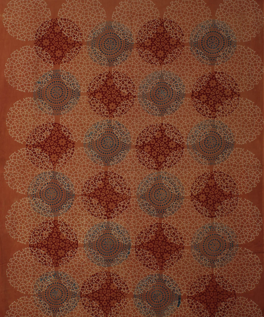 3m brown offwhite hand printed cotton ajrakh kurta material