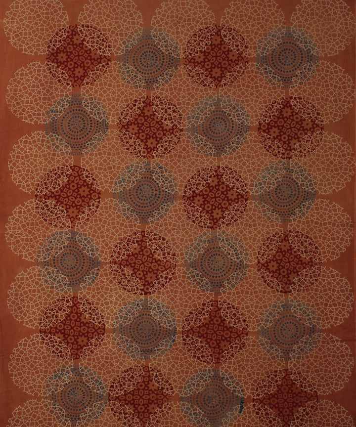 3m brown offwhite hand printed cotton ajrakh kurta material