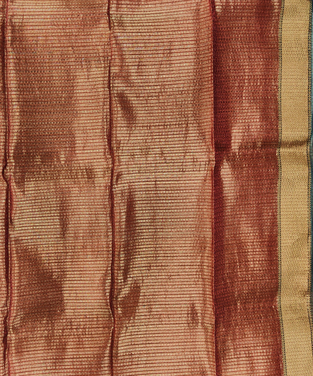 Red tissue handwoven maheshwari cotton silk saree