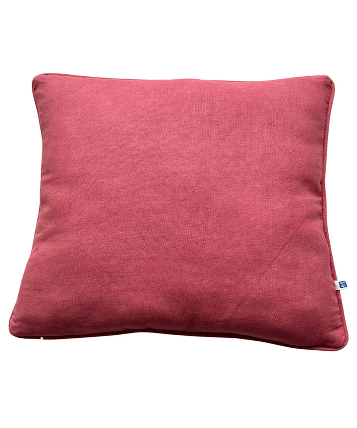 Pink plain handloom cotton cushion cover