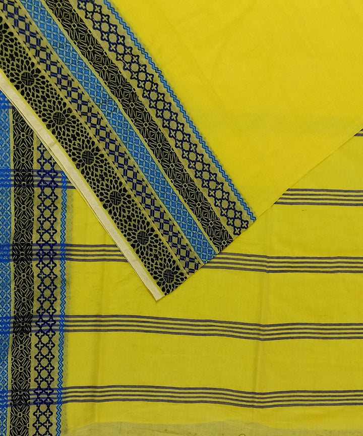 Yellow cotton handloom bengal saree