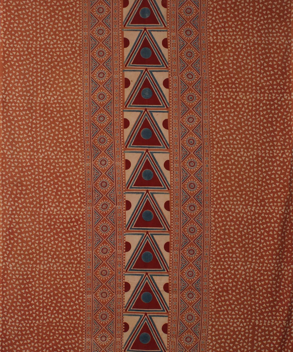 3m brown maroon hand printed ajrakh cotton kurta material