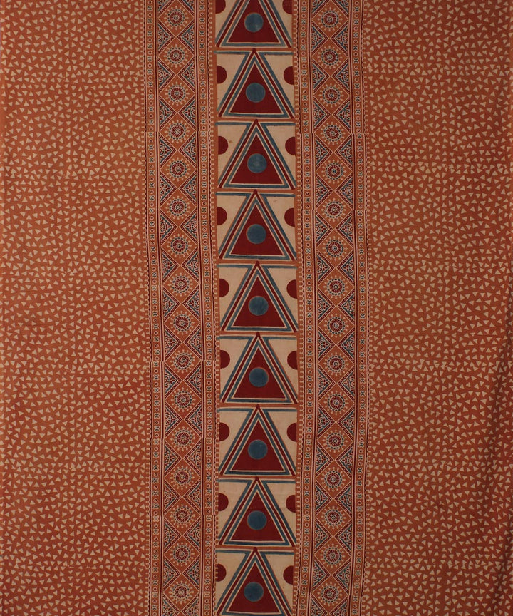 3m brown maroon hand printed ajrakh cotton kurta material
