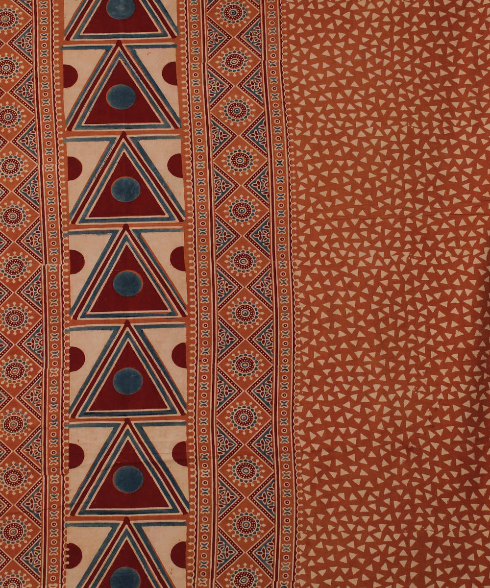 3m brown maroon hand printed ajrakh cotton kurta material